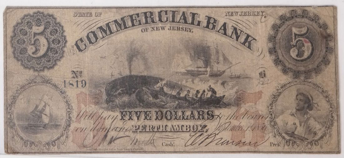 Commercial Bank Nj $5 Obsolete Note (1 of 2)