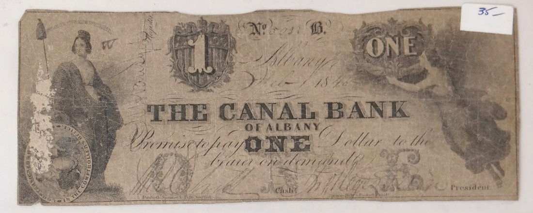 Canal Bank  Albany 1845 $1 Obsolete Note (1 of 1)