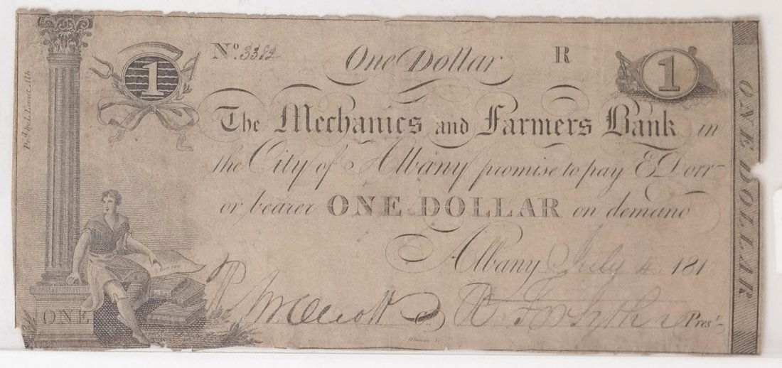 Mechanics&Farmers Bank  $1 Obsolete Note (1 of 2)