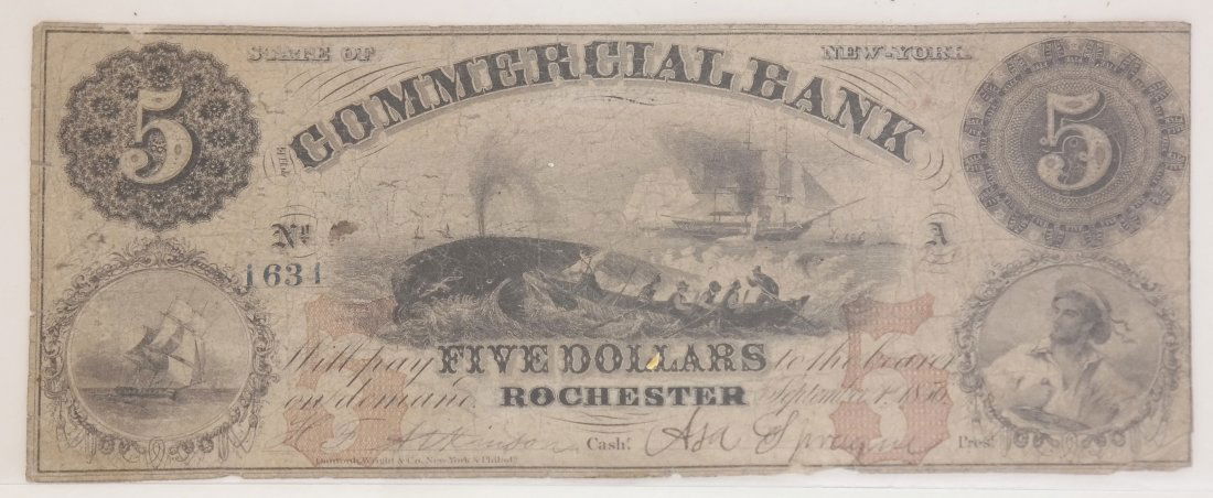 Commercial Bank 1856 $5 Obsolete Note (1 of 2)