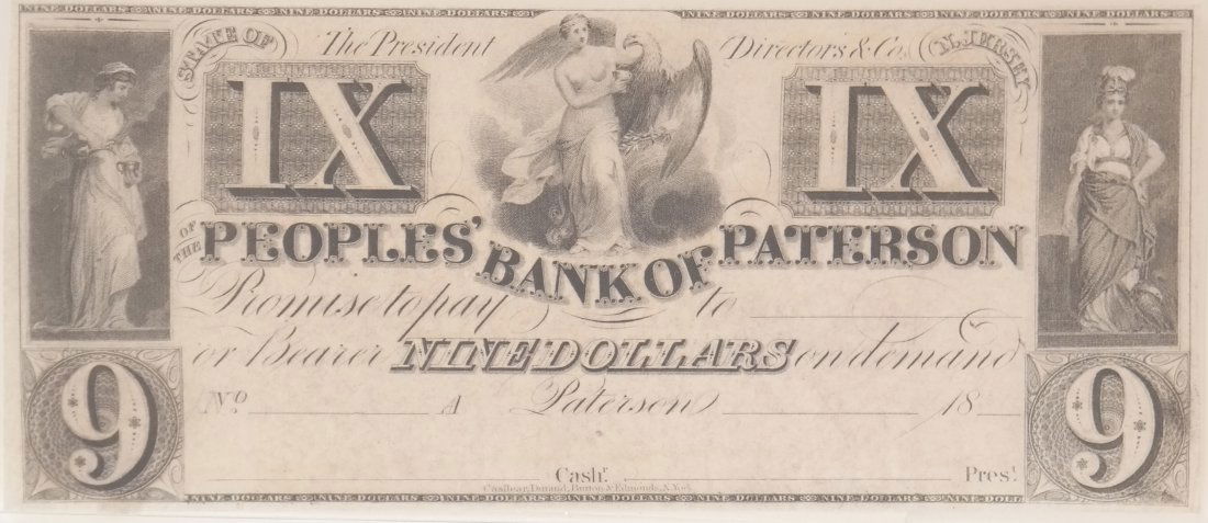 Peoples’ Bank Paterson $9 Obsolete Note (1 of 2)