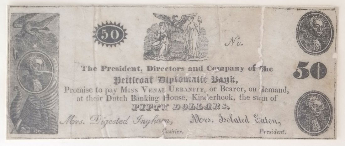 Petticoat Dipl.  Bank $50 Satirical Note (1 of 2)