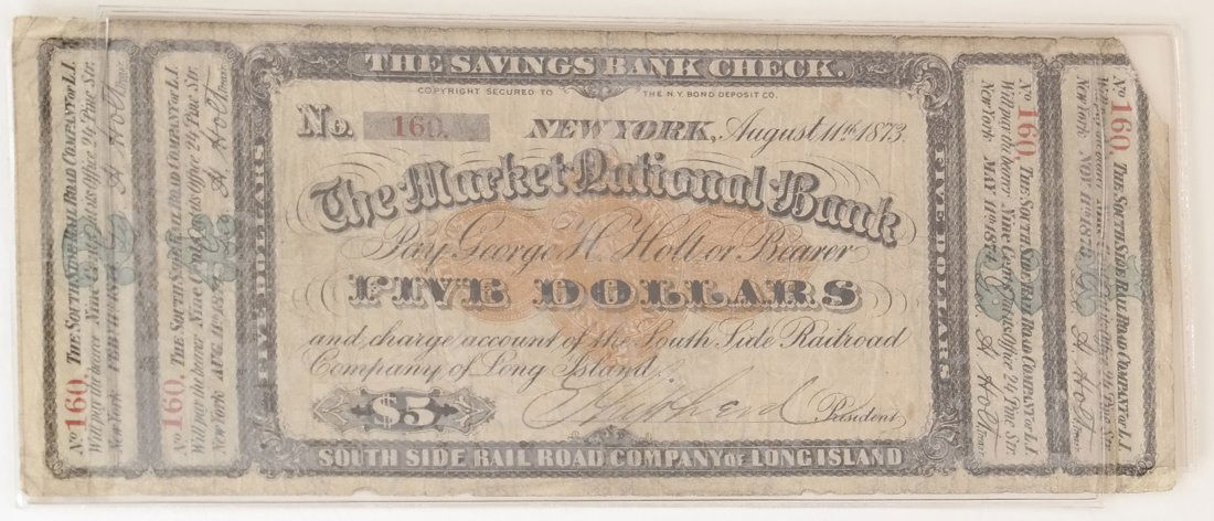 Market Nat'L Bank $5 Savings Bank Check (1 of 2)