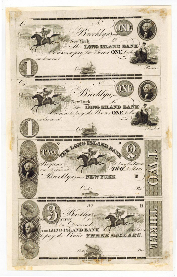 L.I. Bank C.1840 Obsolete Notes Sheet (1 of 5)