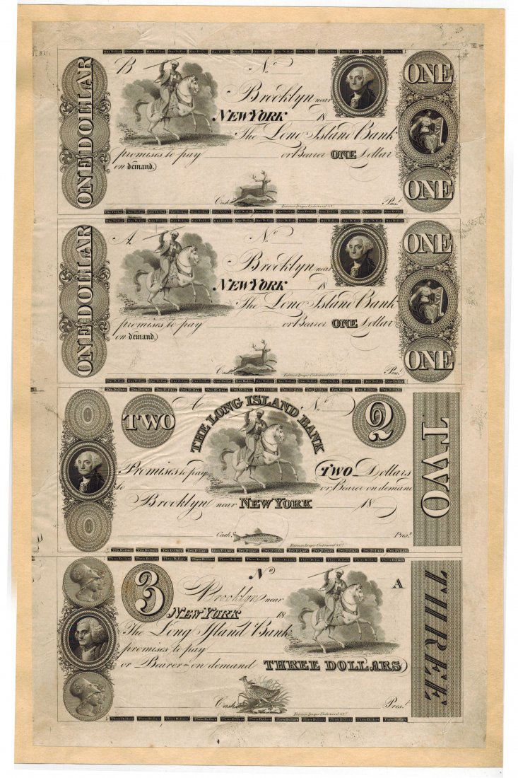 L.I. Bank C.1840 Obsolete Notes Sheet (1 of 6)