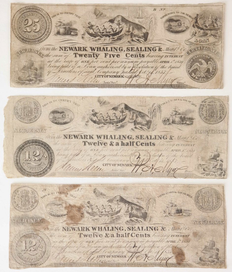 Newark Whaling,Sealing & Mfg Scrip Notes (1 of 6)
