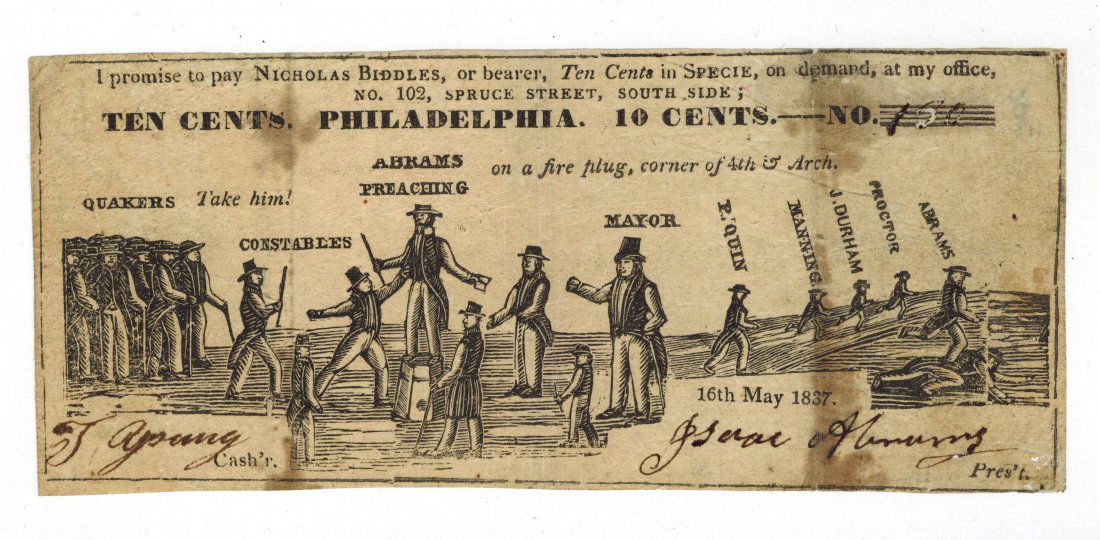 Abrams Preaching 1837 10¢ Satirical Note (1 of 3)