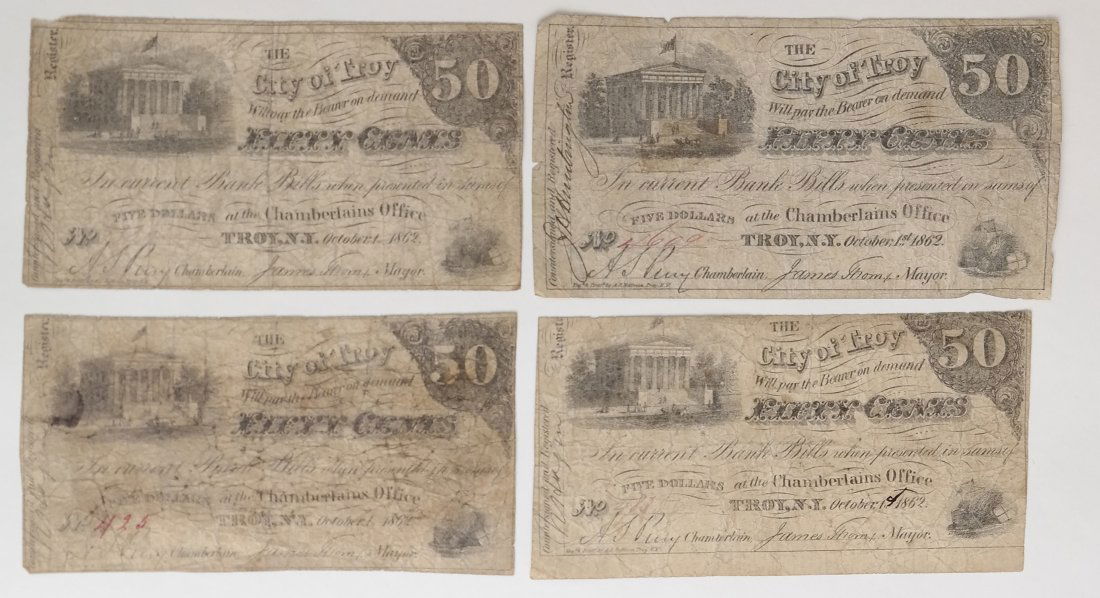 The City Of Troy 1862 50¢ Scrip Notes (1 of 2)