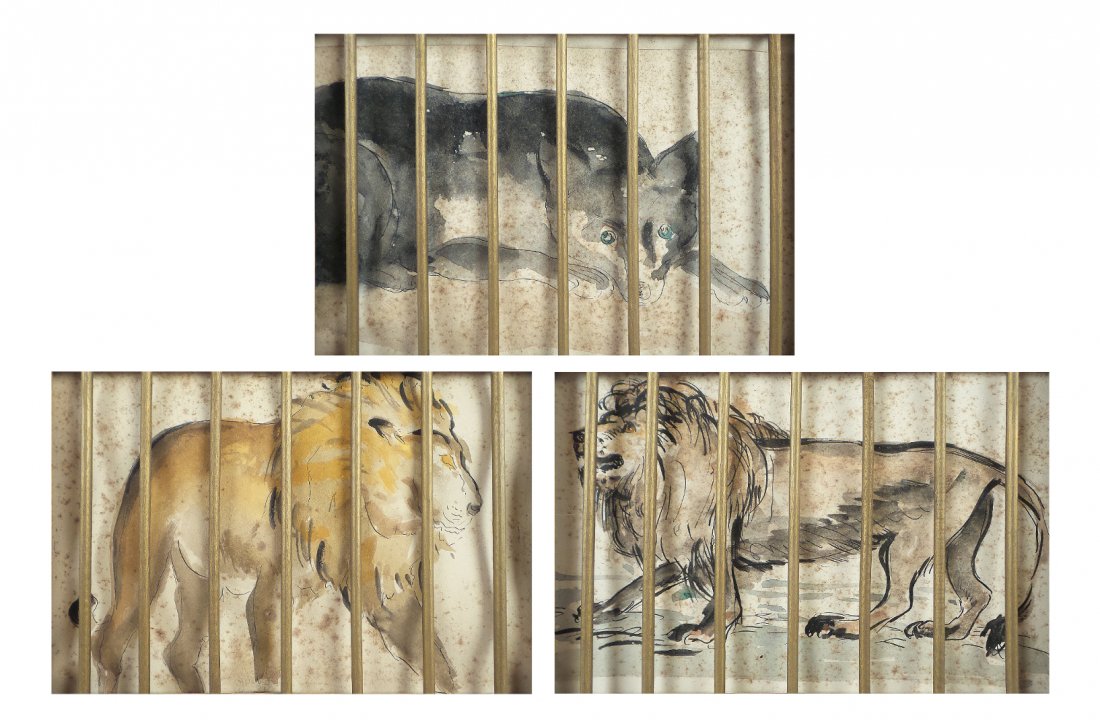 Three Watercolors - Caged Animals (1 of 7)