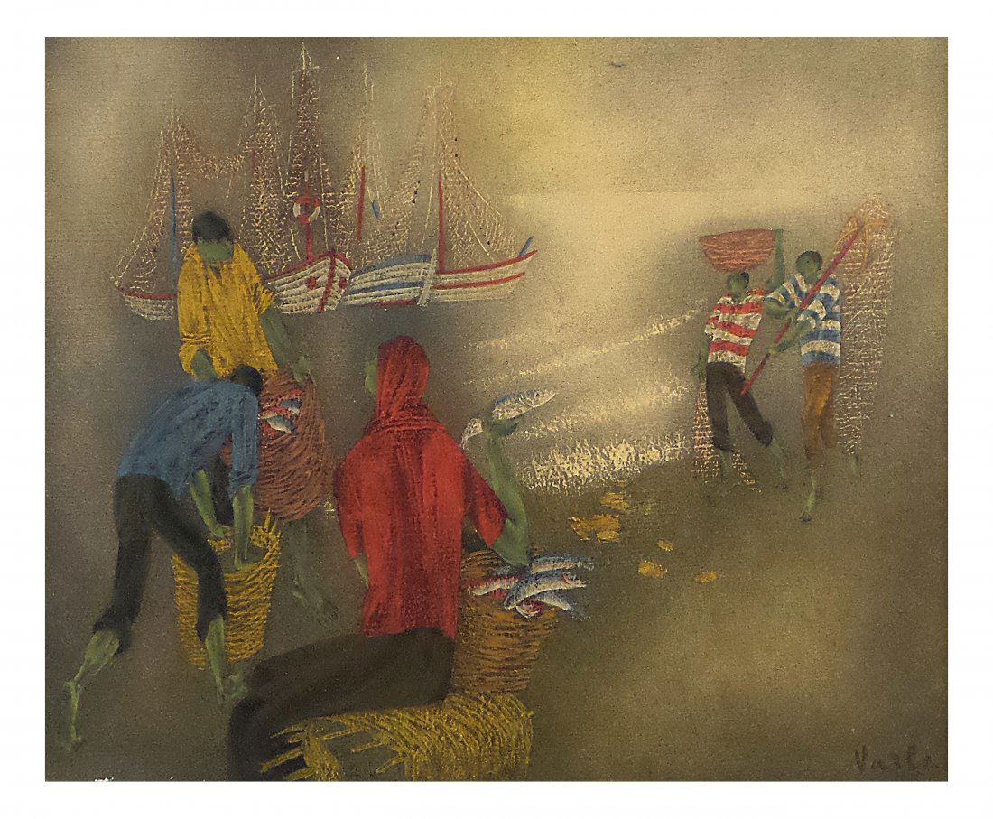 F. Varla, Oil on Canvas - Fishermen (1 of 7)