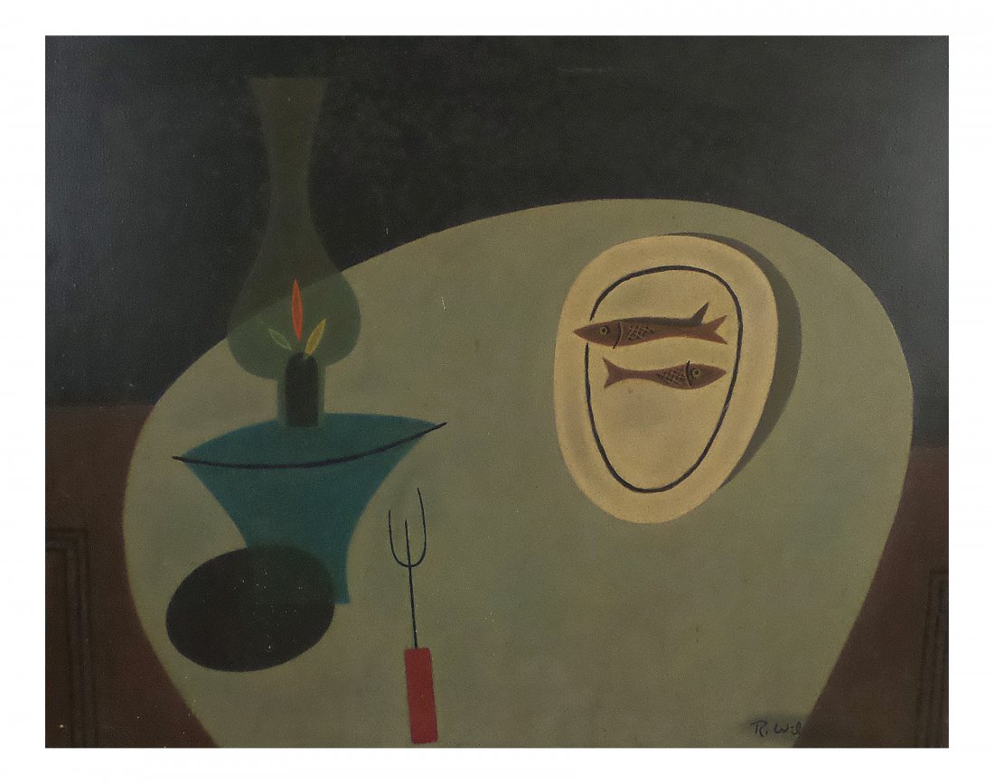 Reginald Wilson, Oil on Canvas - "Lamp" (1 of 6)