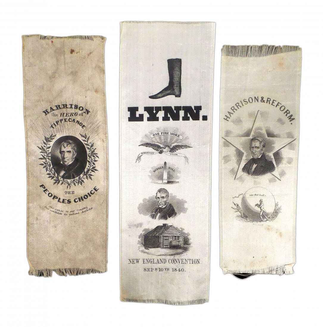 William H. Harrison - Three Silk Campaign Ribbons (1 of 5)
