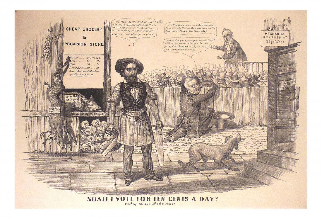 Rare Anti Buchanan Lithograph - "...Ten Cents a Day?" (1 of 5)