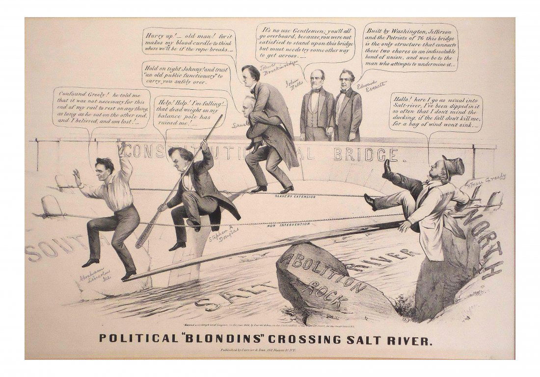 Lincoln, Bell & Everett  - 1860 "...Salt River" Cartoon (1 of 5)