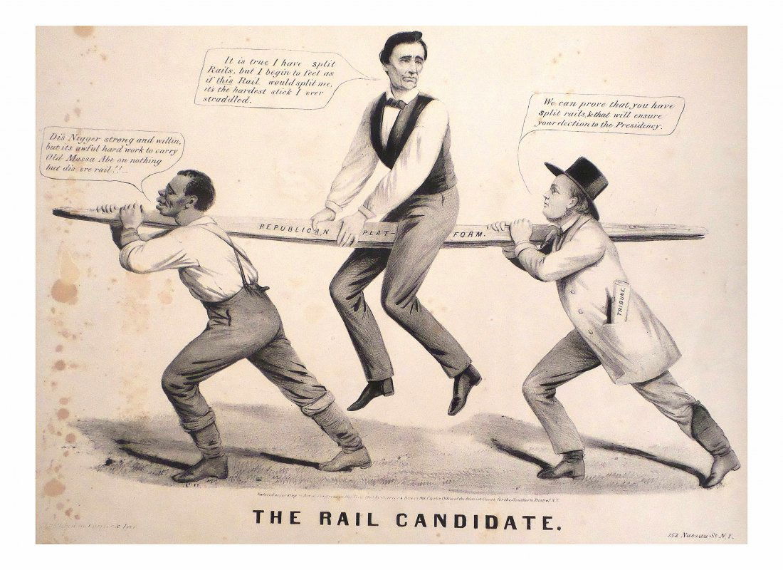 Lincoln - 1860 "The Rail Candidate" Cartoon (1 of 4)
