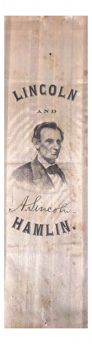 Lincoln & Hamlin - 1860 Silk Campaign Ribbon (1 of 5)