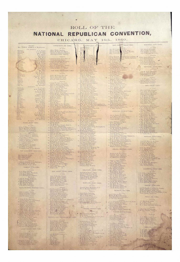 Roll of Republican Convention 1860 (1 of 5)