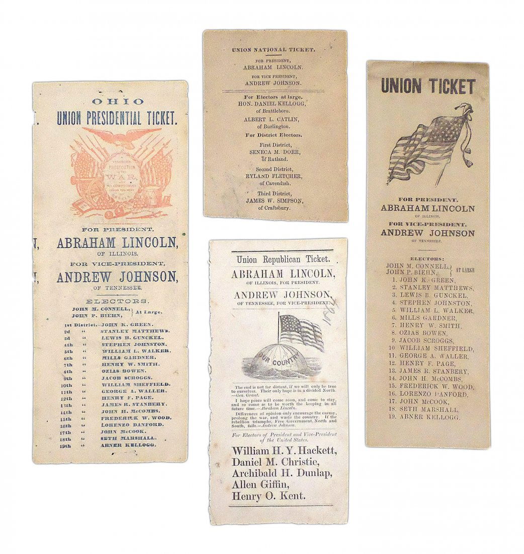 Lincoln & Johnson - Four 1864 Union Tickets (1 of 6)