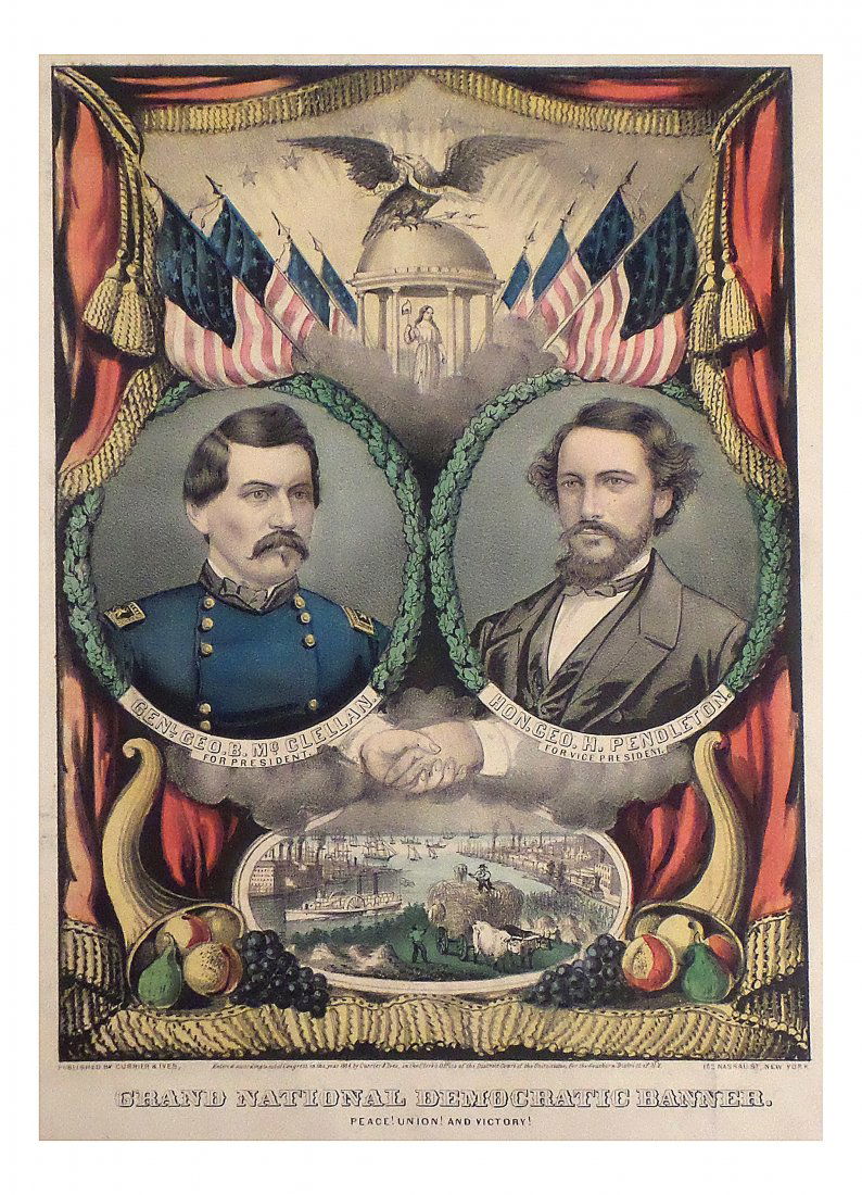 McClellan & Pendleton - 1864 National Democratic Banner (1 of 5)