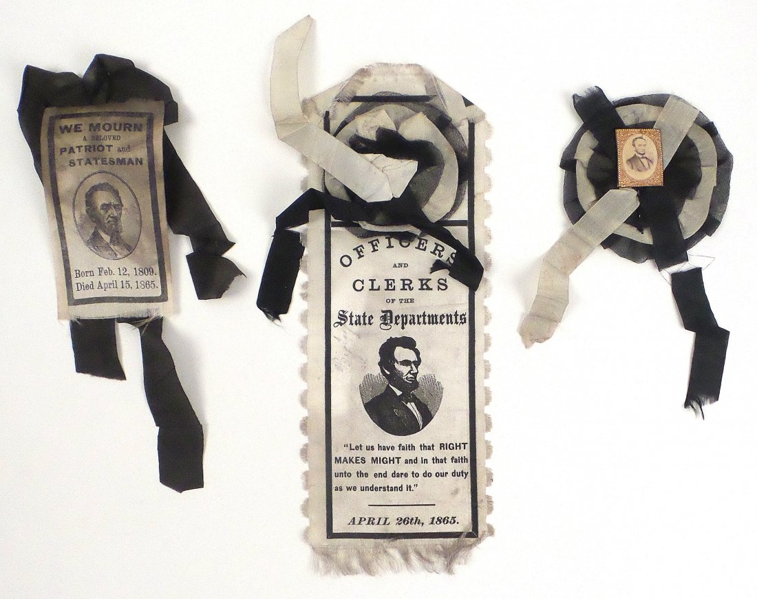 Lincoln - Three Portrait Mourning Ribbons (1 of 5)