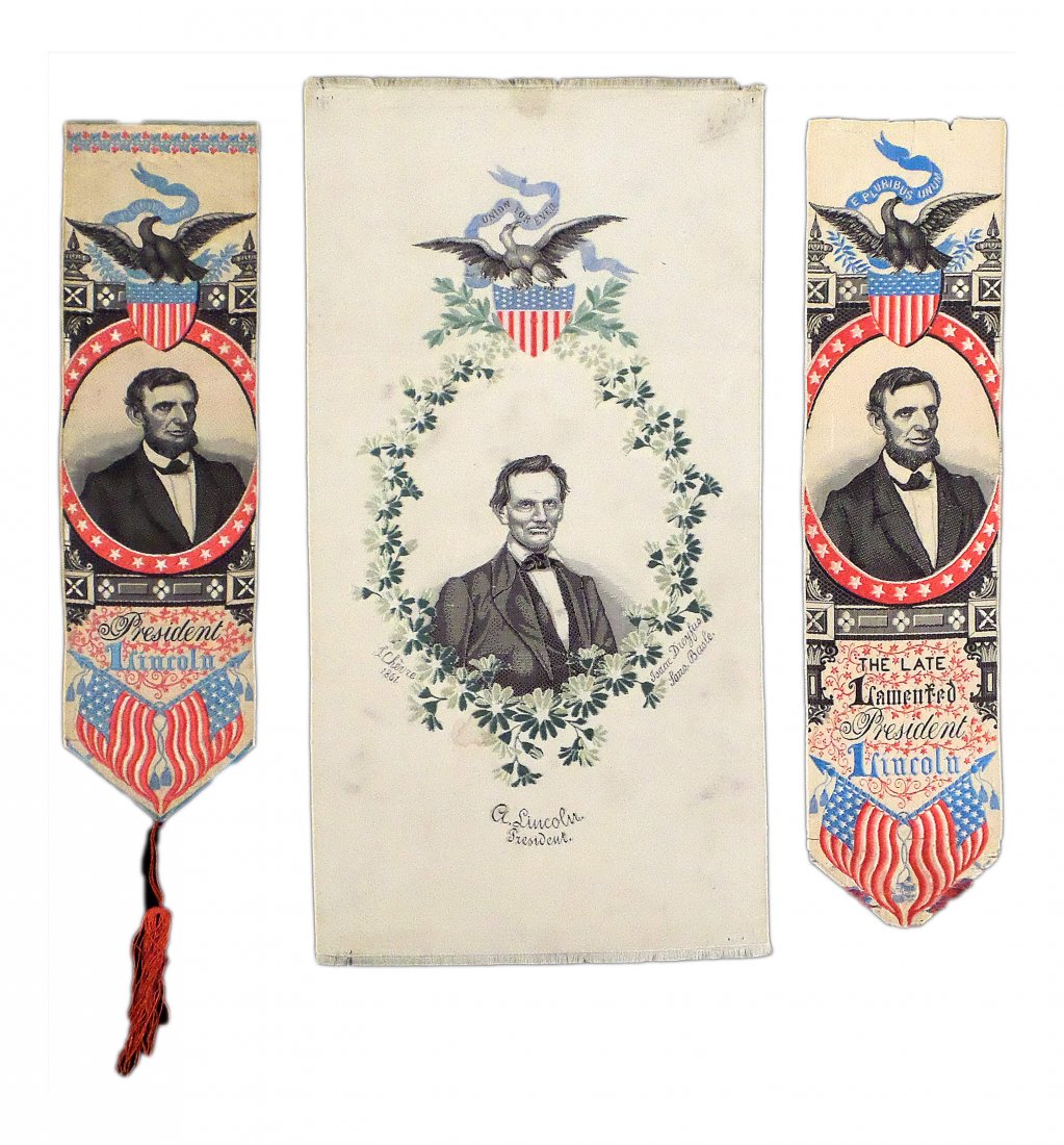 Lincoln - Stevengraph Inaugral & Mourning Ribbons (1 of 5)
