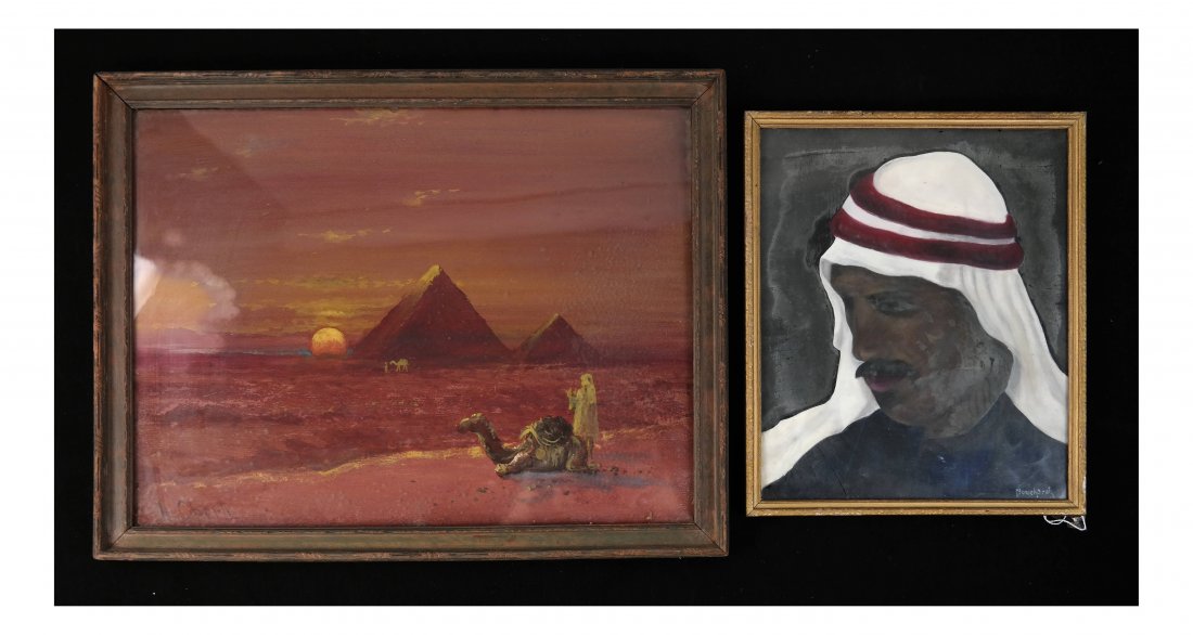 2 Framed Paintings - Portrait, Landscape (1 of 8)