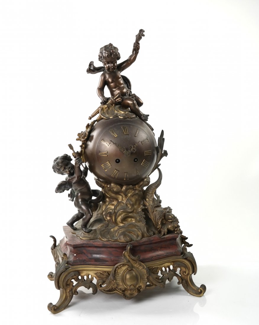 Baroque-Style Bronze Mantle Clock (1 of 7)