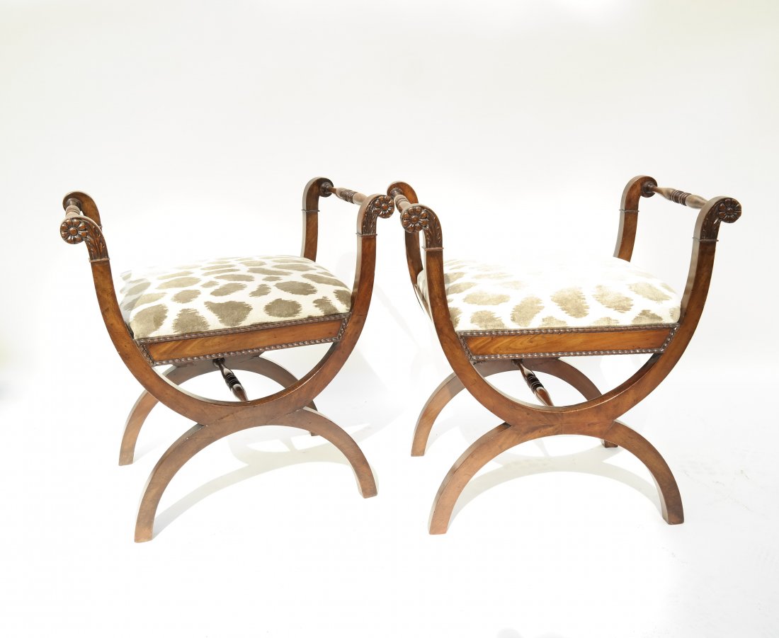 Pair of Regency-Style "X" Benches (1 of 9)
