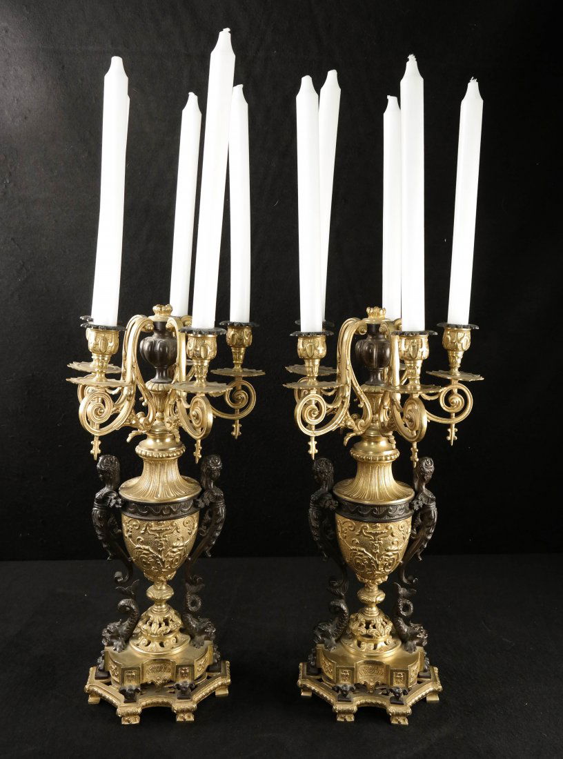Pair of Bronze 5-Light Candelabra (1 of 6)