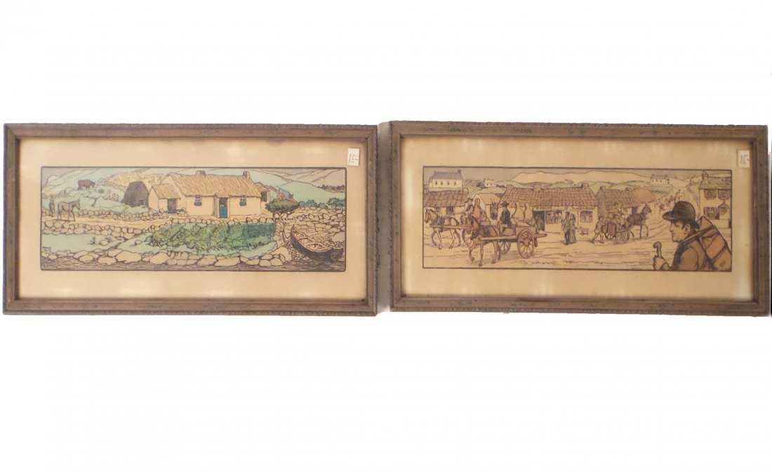 Jack Butler Yeats, 2 Woodblock Prints (1 of 10)