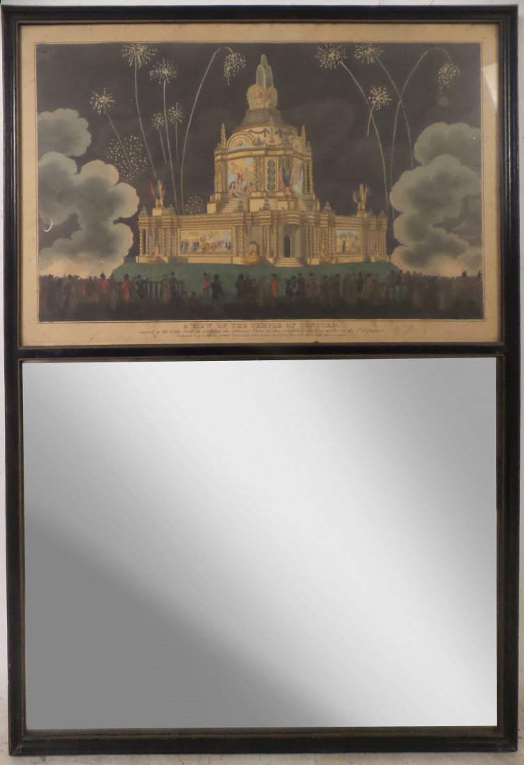 19th C. Trumeau Mirror with Engraving (1 of 5)