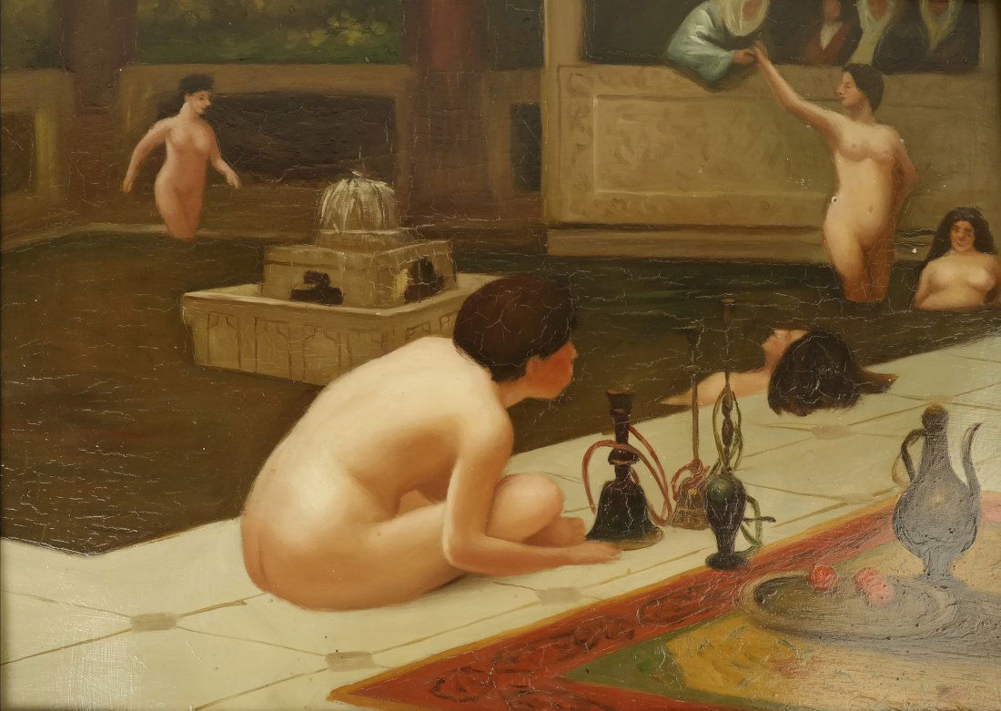 Contemporary Oil on Tin - Bathers (1 of 4)