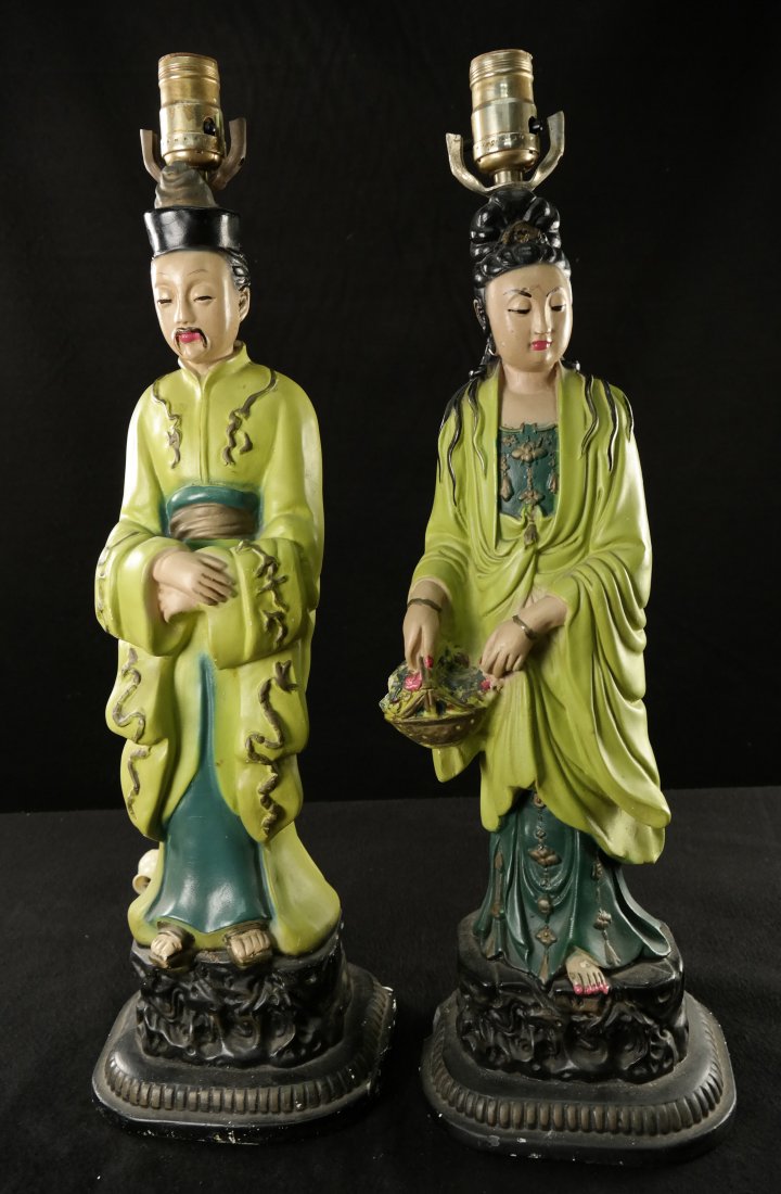 Pair American Mid-Century Figural Lamps (1 of 10)