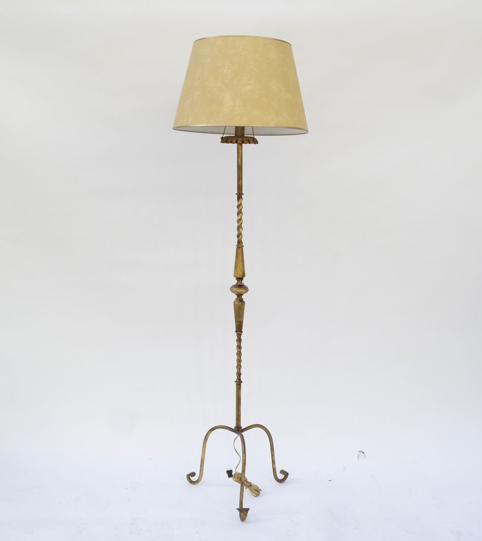 1920's Gilt Iron Floor Lamp (1 of 6)