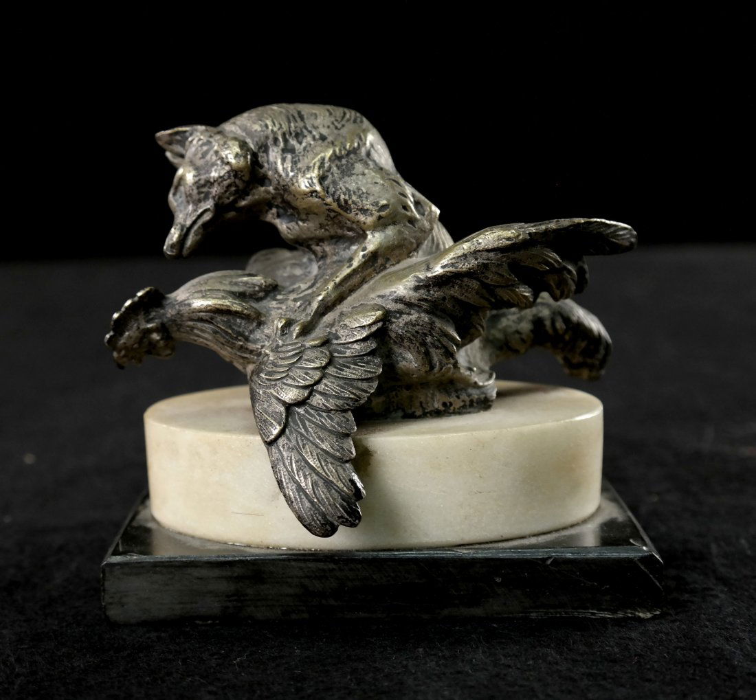 Bronze Sculpture, Wolf and Rooster (1 of 3)