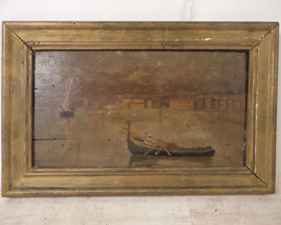 Oil on Panel, Canal Scene (1 of 5)