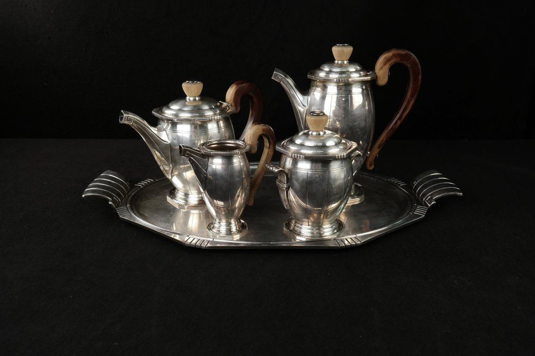 French Deco Silver Plate 5pc Tea Service (1 of 6)