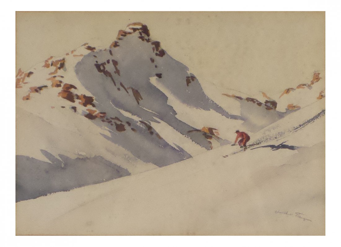 Churchill Ettinger, Watercolor - Skier (1 of 6)