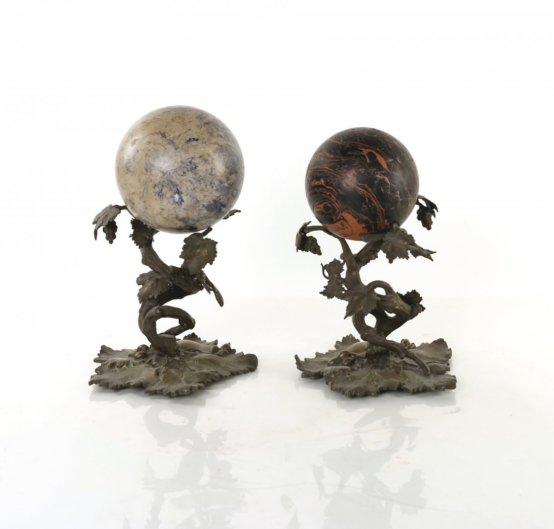Pair of Victorian Bases with Spheres (1 of 7)