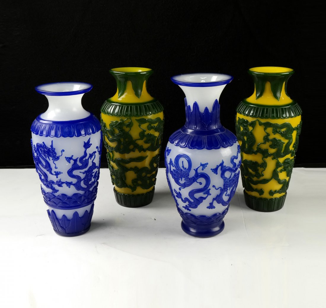 Four Peking Cased Glass Vases (1 of 7)
