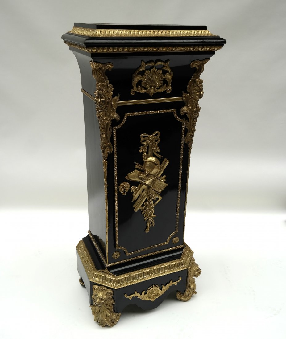 Lacquered Ornate Bronze Mounted Pedestal (1 of 10)