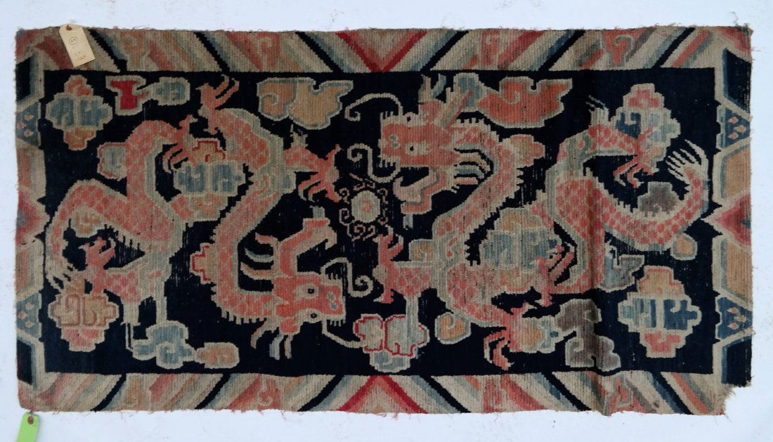 Tibetan Wool Rug with Two Dragons (1 of 4)