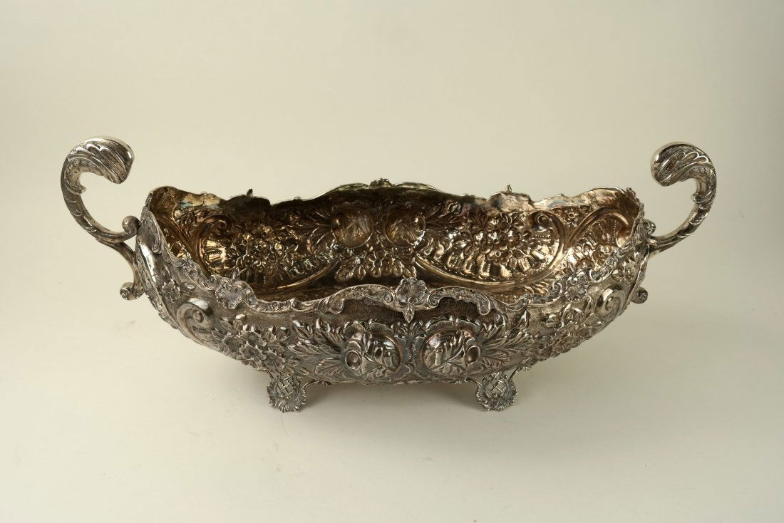 Sterling Silver Ornate Footed Oval Bowl (1 of 5)