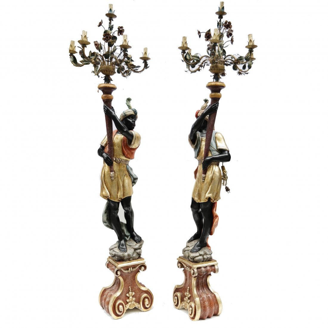 Pair of Polychrome Blackamoor Candelabra (1 of 9)