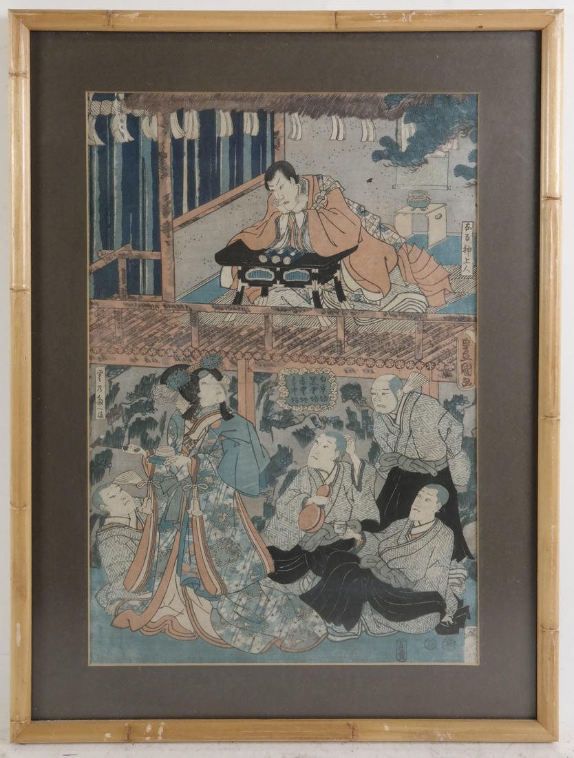 Toyokuni Woodblock Print, Six Figures (1 of 6)