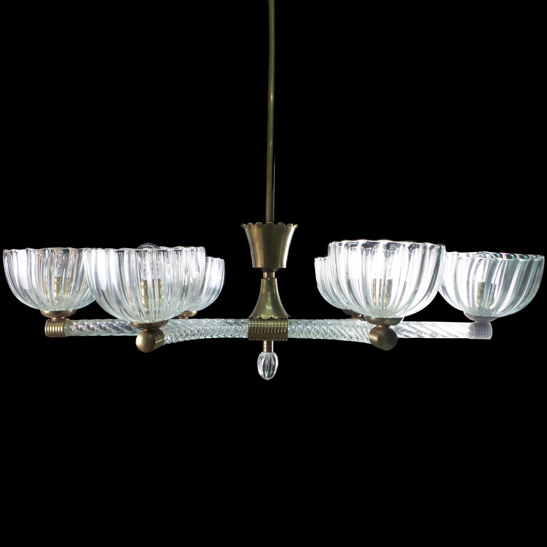 Venini Glass and Brass Light Fixture (1 of 5)