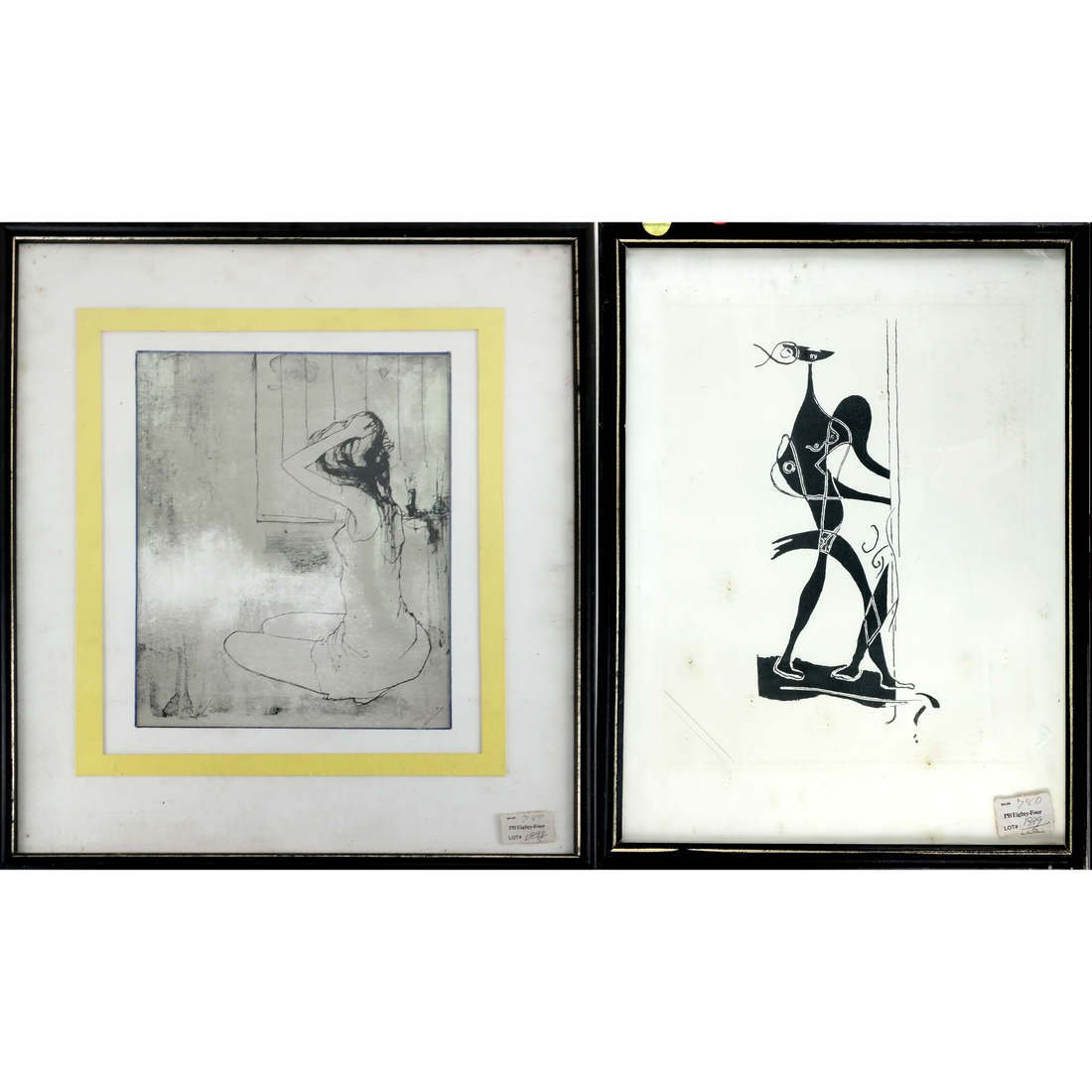 2 Works; Abstract and Depiction of Lady (1 of 10)