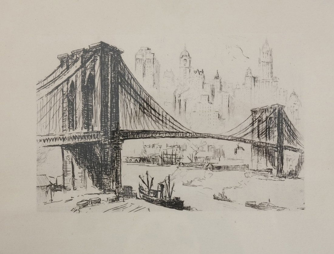 Etching of the Brooklyn Brige (1 of 4)