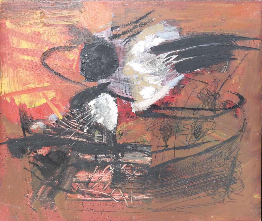 Willy Heeks, Abstract Oil on Masonite (1 of 6)