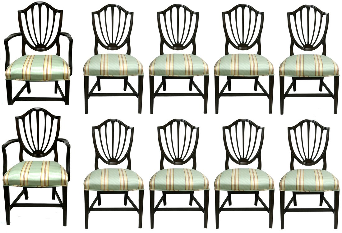 Set of 10 Hepplewhite Dining Chairs (1 of 7)